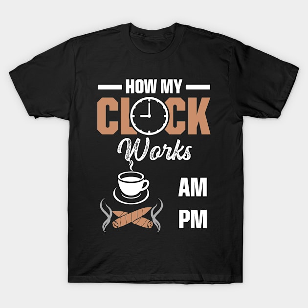 Cigar Design Gift for Men Coffee and Cigars Retirement Snowbird Gift T-Shirt by InnerMagic